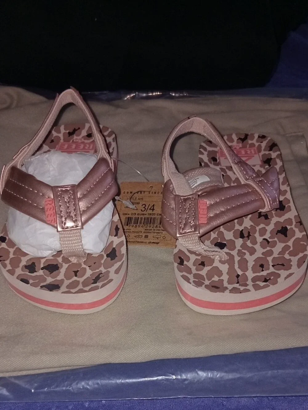 Reef Kids Rose Pink Leopard Print Flip Flops
